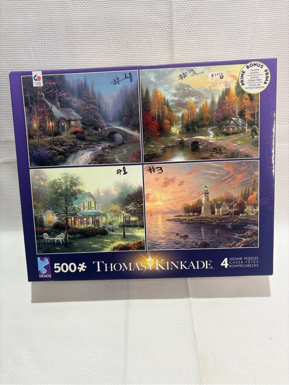 Thomas Kinkade 4-Scene Jigsaw Puzzle Set - Purple Box